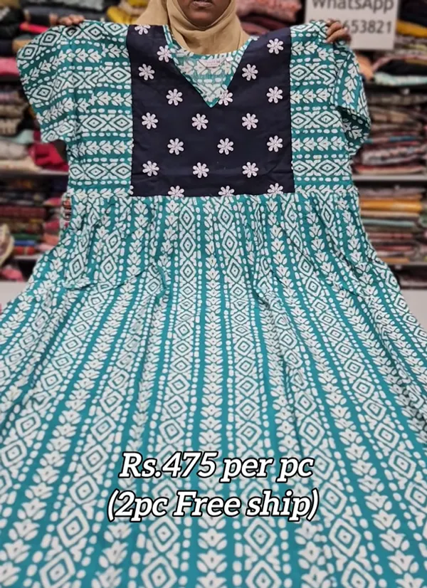 Frock Nighty – Premium Cotton | Side Pocket | Overlocked Finish | NT3387